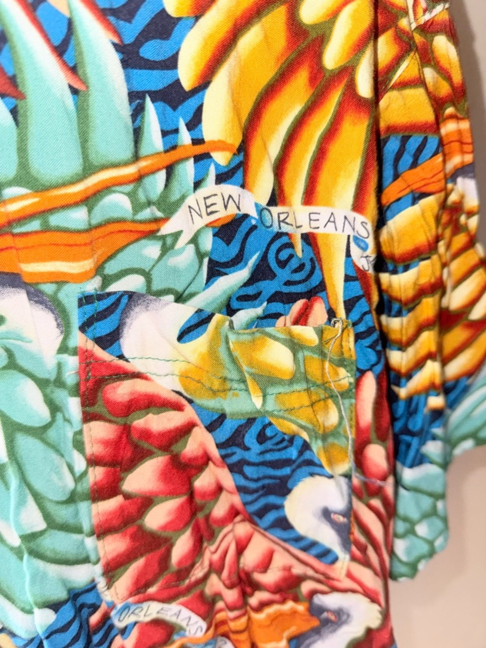 Tropical Pelican Print Casual Button-Down Shirt - Multicolor - Picture 3 of 10